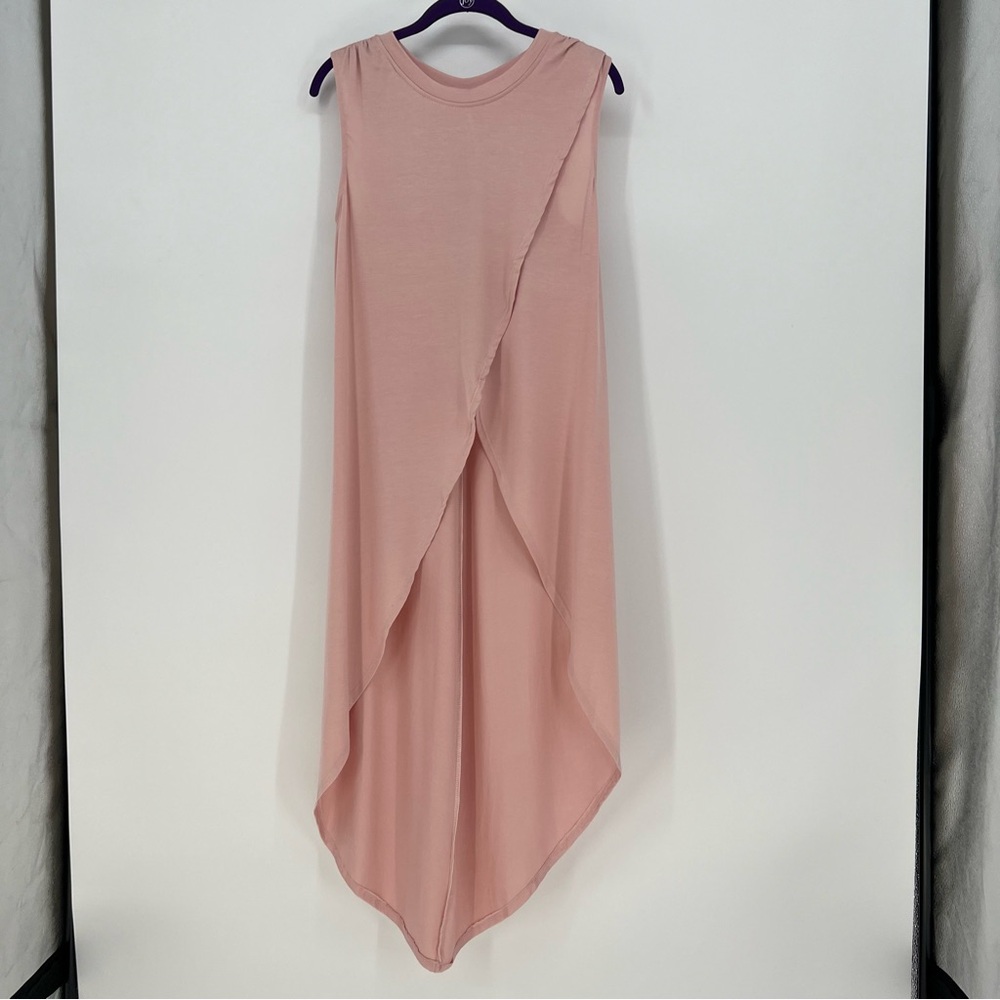 Dear Apple Tank Top Womens Light Pink High-Low Hem Duster Wrap Look Sleeveless